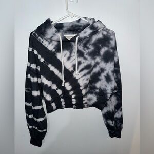 Aeropostale Black and White Tie-Dye Hoodie, cropped style